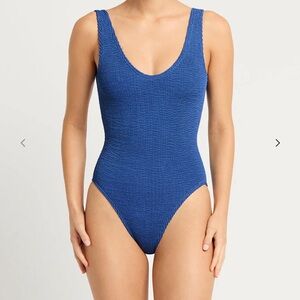 bond-eye Blue One Piece Swimsuit Scoop Neck